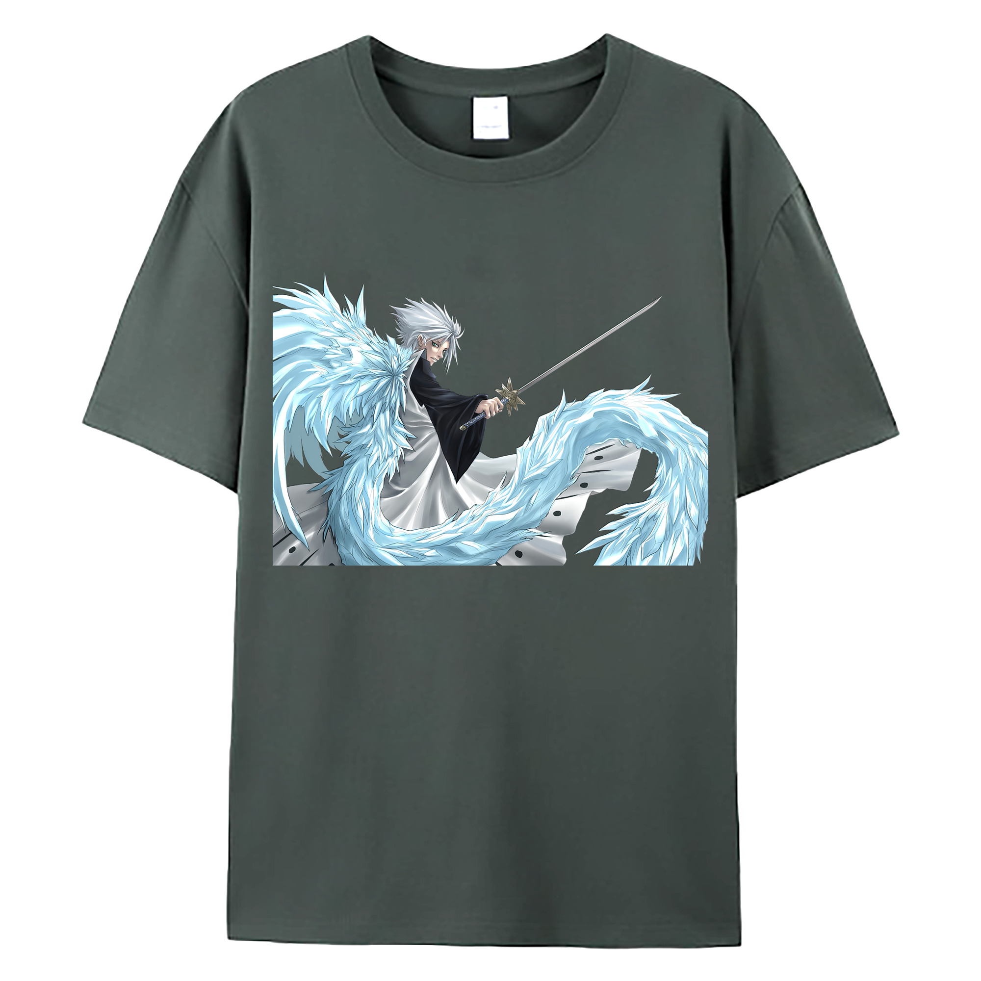 （画像用） ブリーチ 日番谷冬獅郎（ひつがや とうしろう） BLEACH Hitsugaya Toushirou 綿100％ メンズ半袖Tシャツ｜肌触りやわらか＆通気性